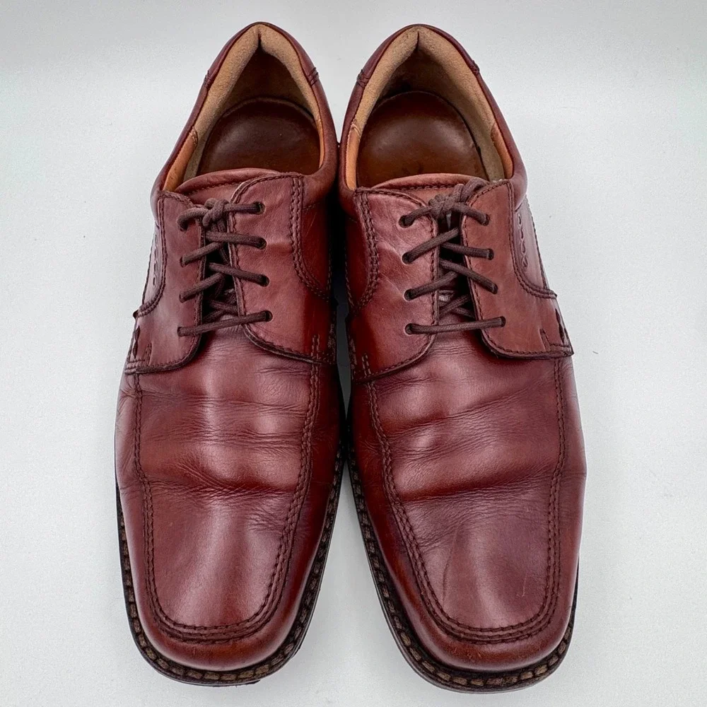 ECCO Mens City Derby‎ Shoes Brown Leather Square Toe Oxford 42 503340139326